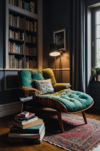 A cozy reading nook with a physical book, illustrating relaxing adult hobbies.
