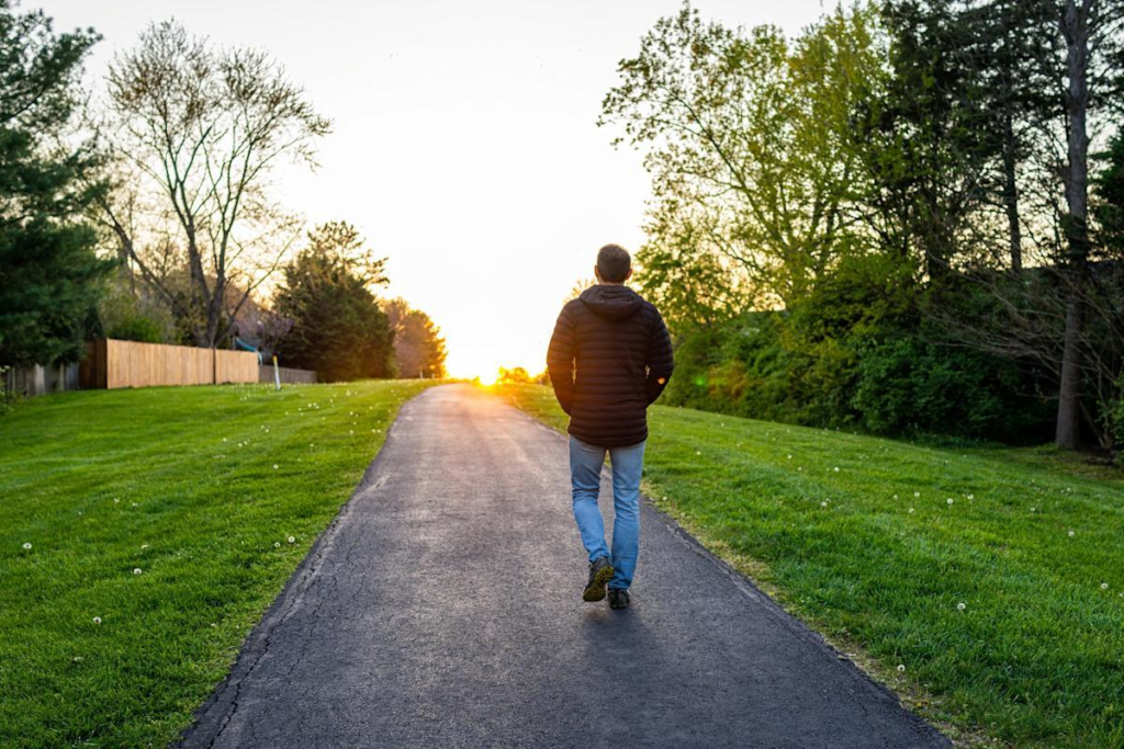 Walking outdoors in nature, a simple hobby for mental health.