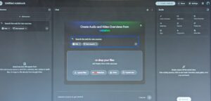 Clean view of the Google NotebookLM interface for uploading sources and managing the Study Studio